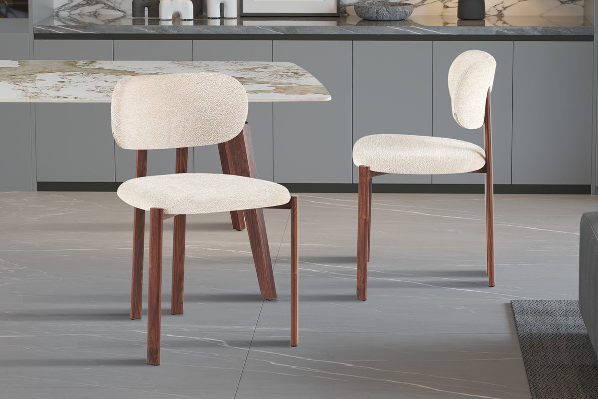 Stoel 'Jade' Walnoot - Stof Fabb Raven 24 Beige - RS