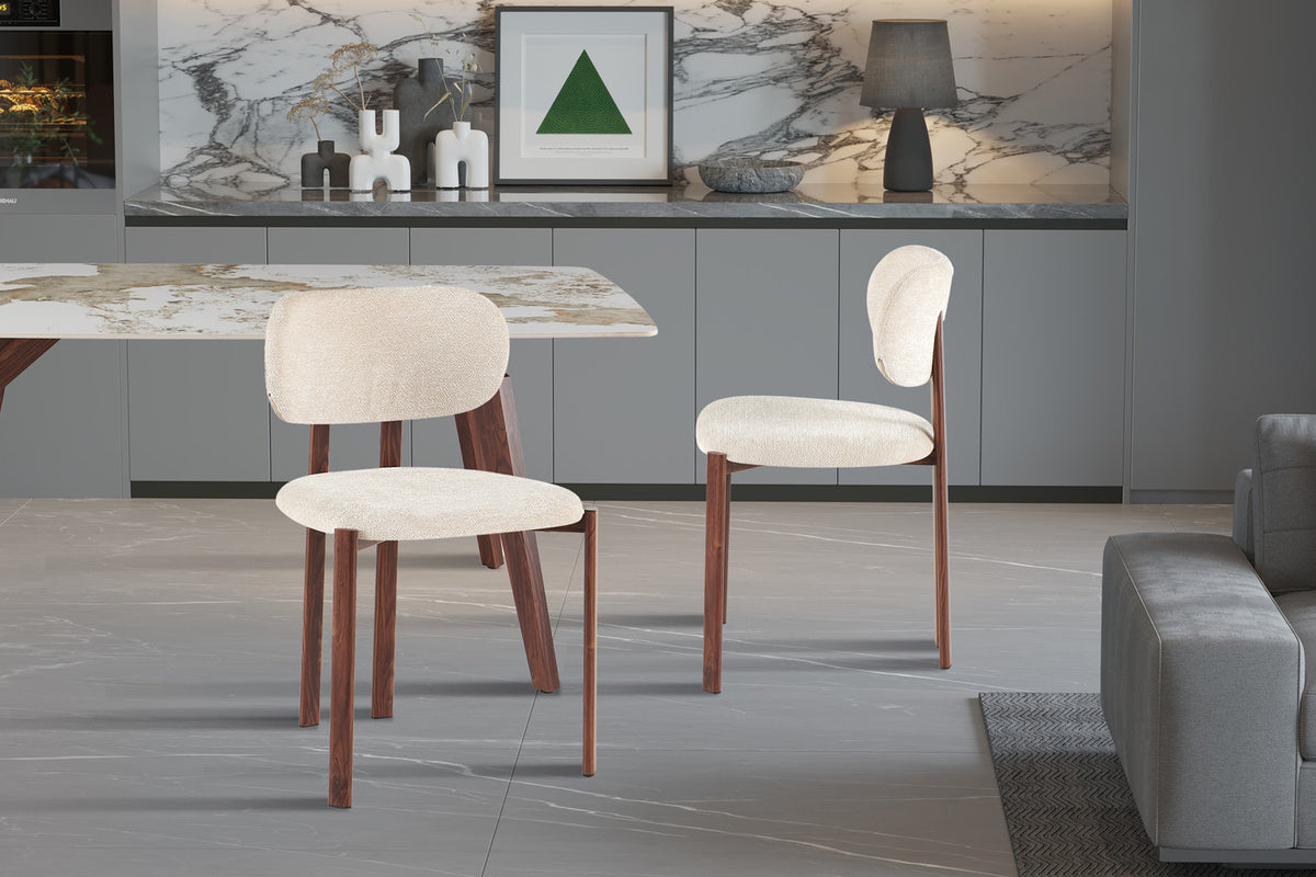 Stoel 'Jade' Walnoot - Stof Fabb Raven 24 Beige - RS