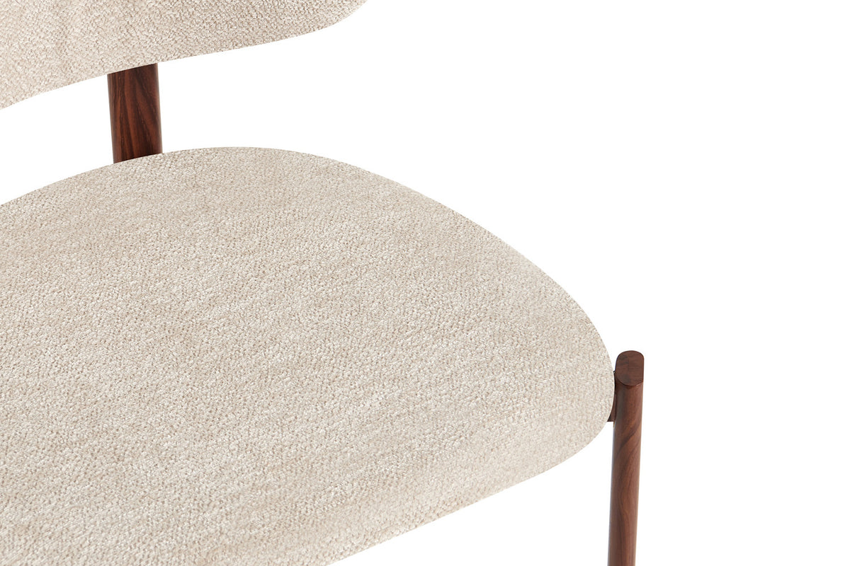 Stoel 'Jade' Walnoot - Stof Fabb Raven 24 Beige - RS