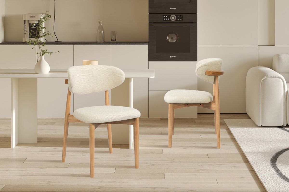 Stoel 'Clara' Essenhout Naturel Ote Milan 103 Beige - RS