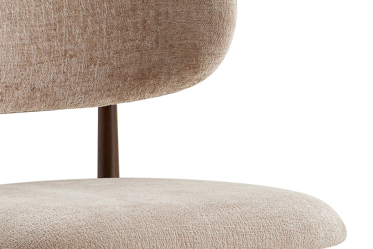 NIEUW - Stoel 'Nono' Walnoot - Stof Lech Milky-80 Beige - RS