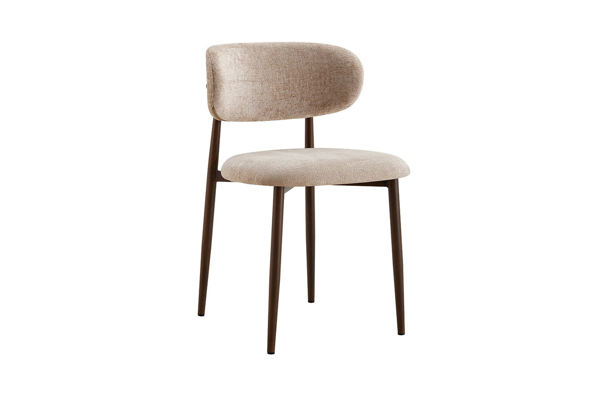 NIEUW - Stoel 'Nono' Walnoot - Stof Lech Milky-80 Beige - RS