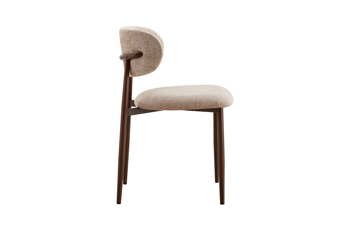 NIEUW - Stoel 'Nono' Walnoot - Stof Lech Milky-80 Beige - RS