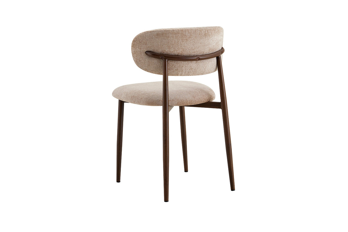 NIEUW - Stoel 'Nono' Walnoot - Stof Lech Milky-80 Beige - RS