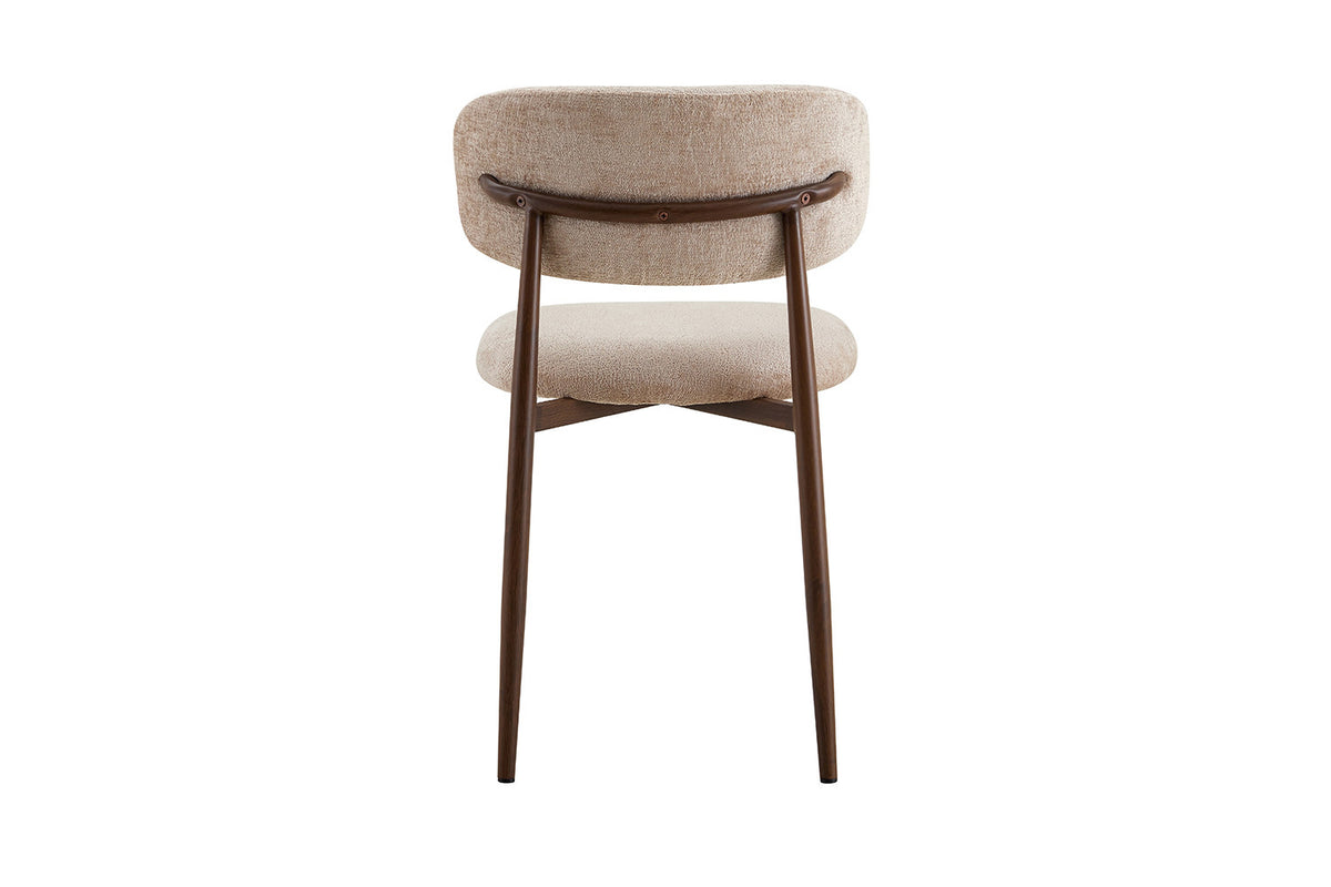 NIEUW - Stoel 'Nono' Walnoot - Stof Lech Milky-80 Beige - RS