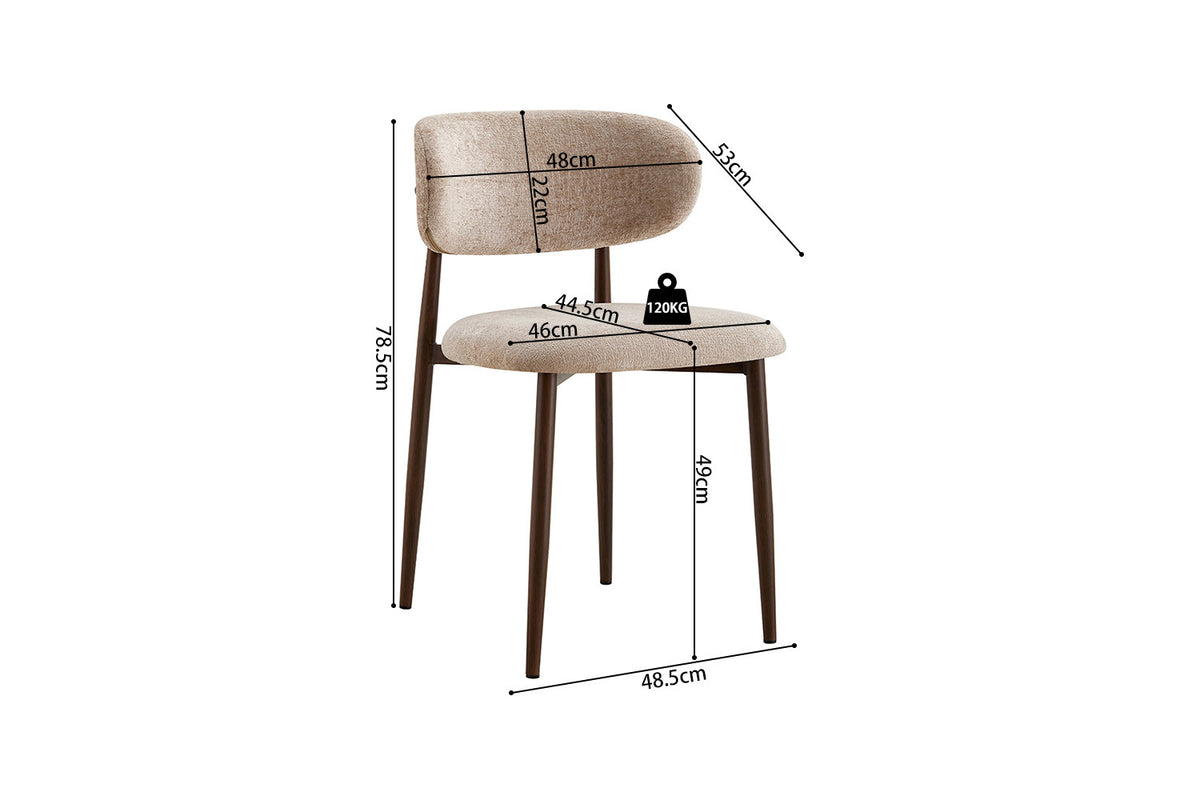 NIEUW - Stoel 'Nono' Walnoot - Stof Lech Milky-80 Beige - RS