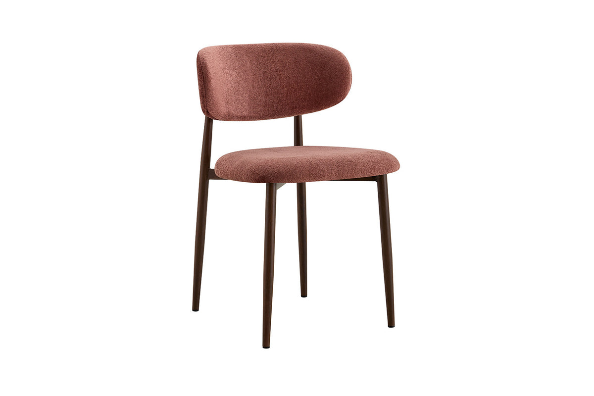 NIEUW - Stoel 'Nono' Walnoot - Stof Lech Milky-10 Roze - RS