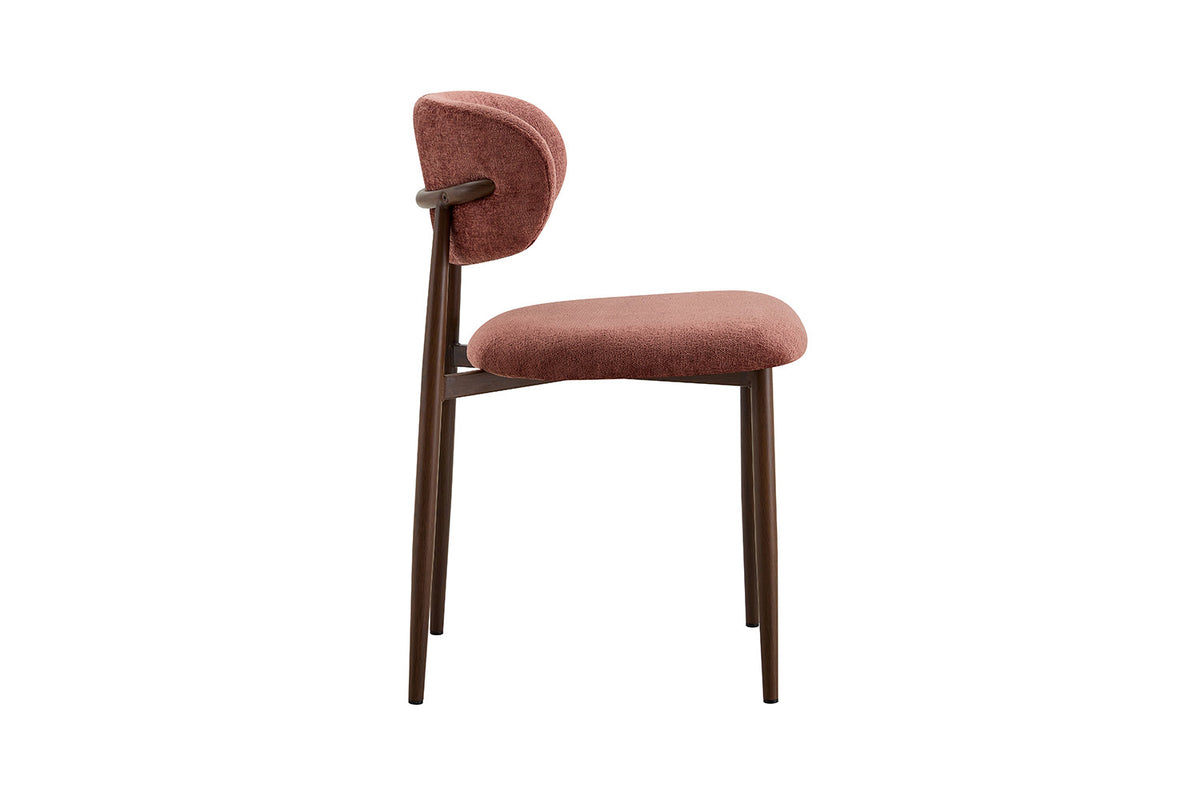 NIEUW - Stoel 'Nono' Walnoot - Stof Lech Milky-10 Roze - RS