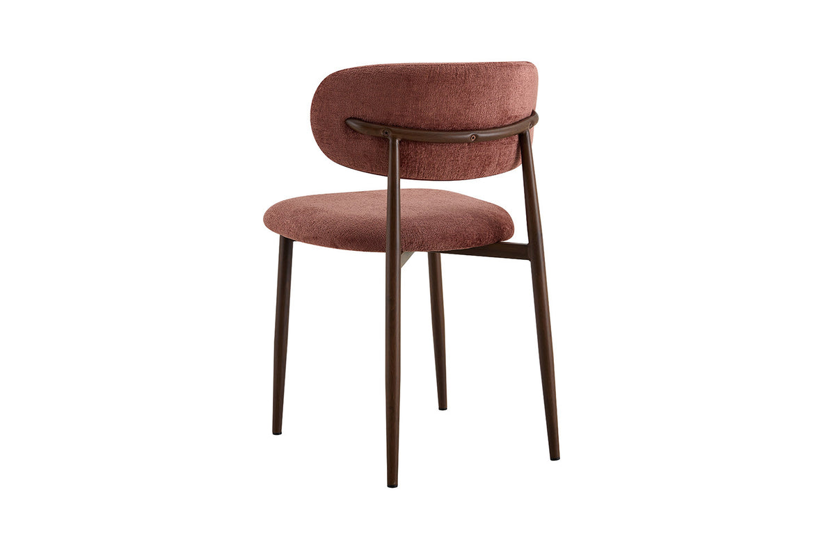 NIEUW - Stoel 'Nono' Walnoot - Stof Lech Milky-10 Roze - RS