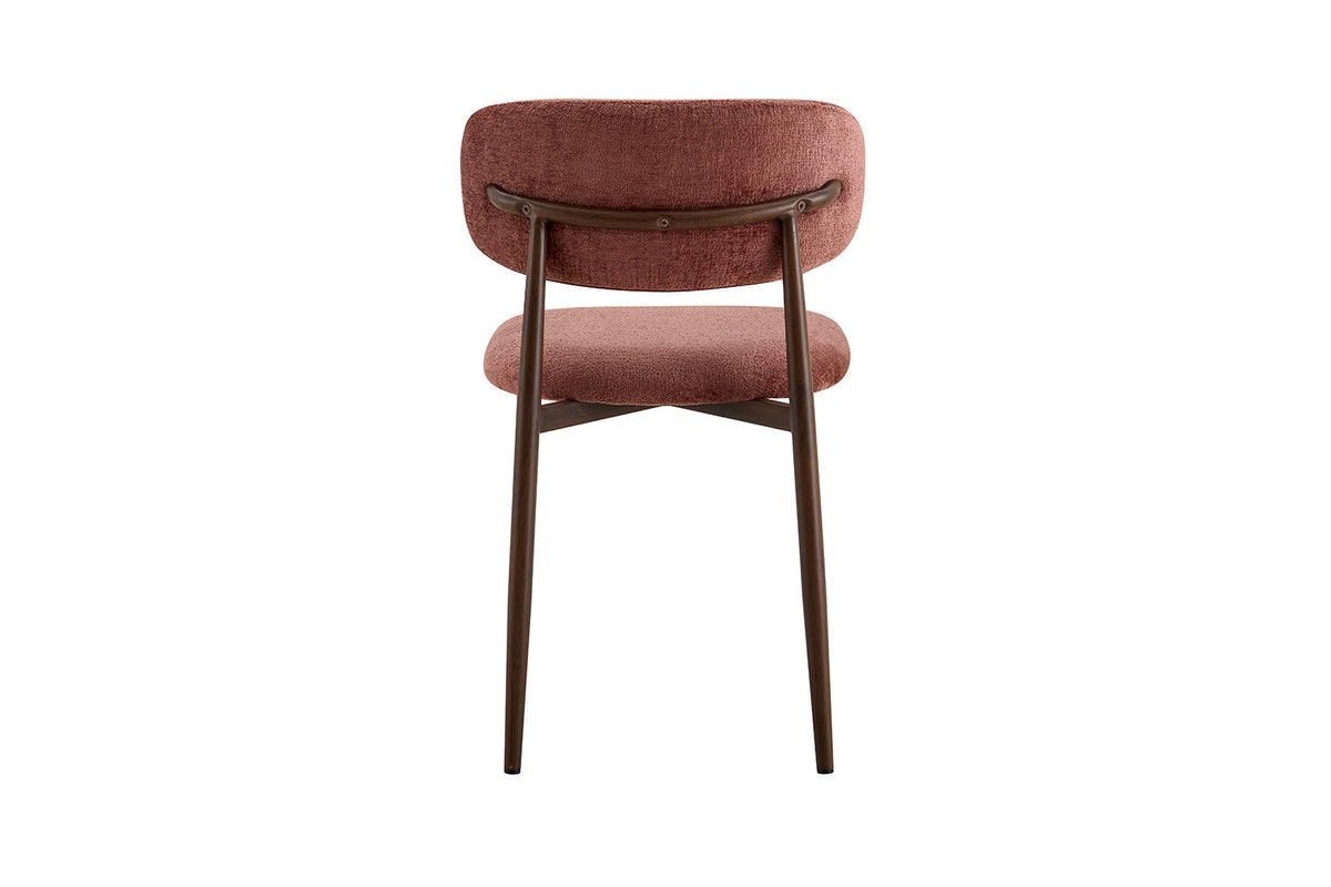 NIEUW - Stoel 'Nono' Walnoot - Stof Lech Milky-10 Roze - RS