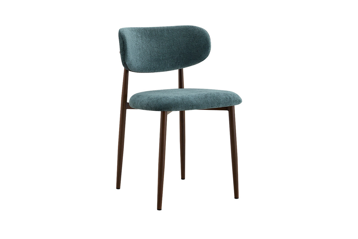 NIEUW - Stoel 'Nono' Walnoot - Stof Lech Milky-40 blauwgroen - RS