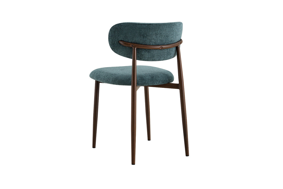 NIEUW - Stoel 'Nono' Walnoot - Stof Lech Milky-40 blauwgroen - RS
