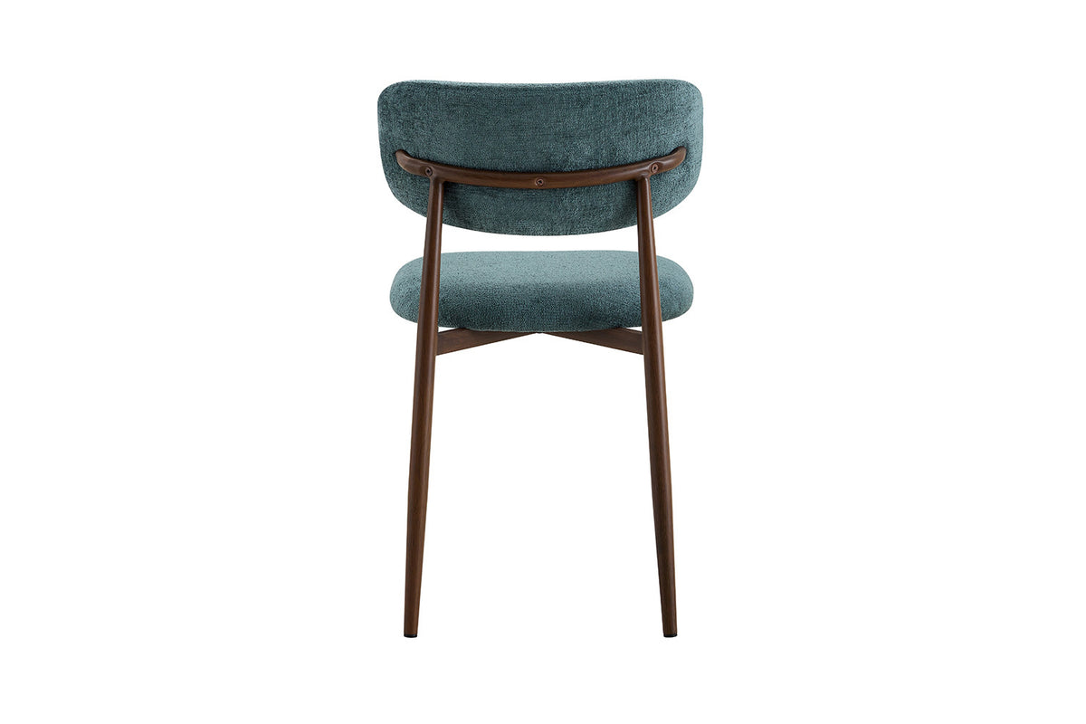 NIEUW - Stoel 'Nono' Walnoot - Stof Lech Milky-40 blauwgroen - RS