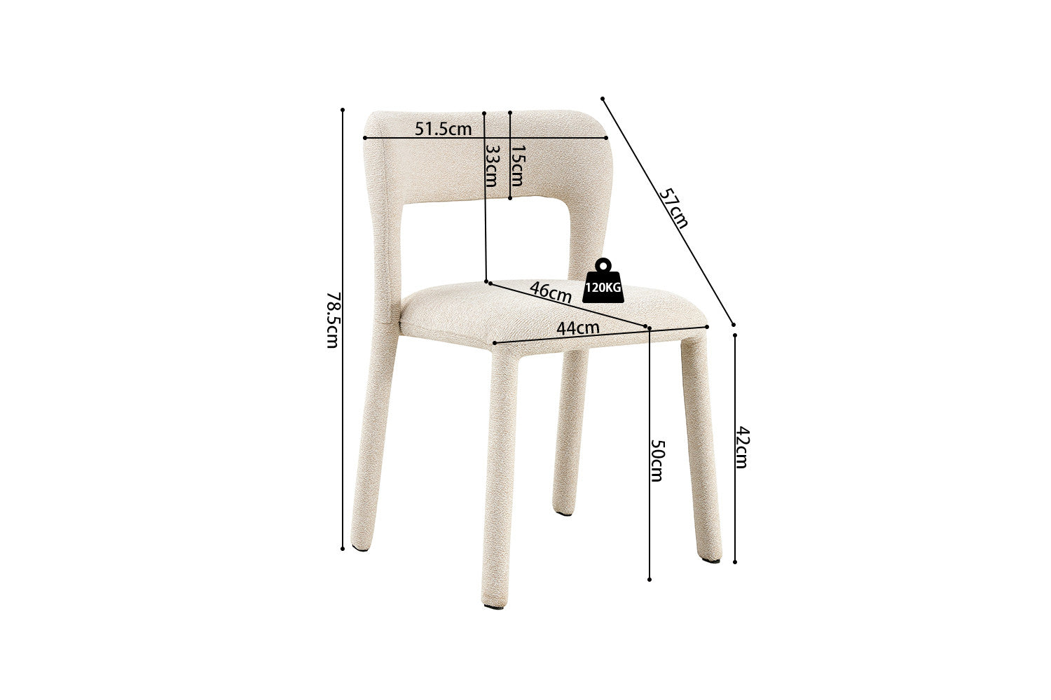 NIEUW - Stoel 'Elvas' Stapelbaar Stof Ote Sahara 112 Beige - RS