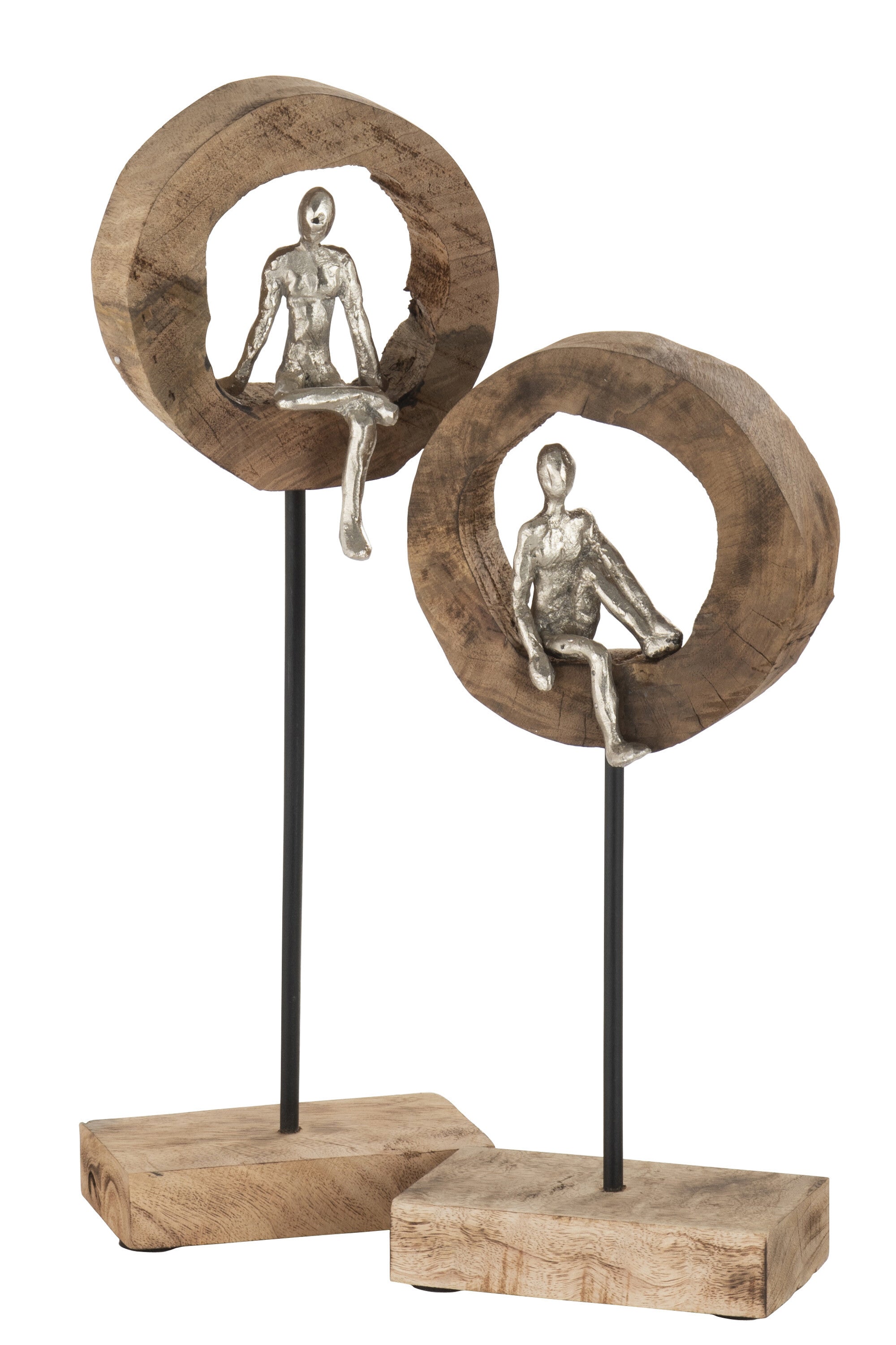 Figuur Denker Ring Mango Hout/Aluminium - J-LINE