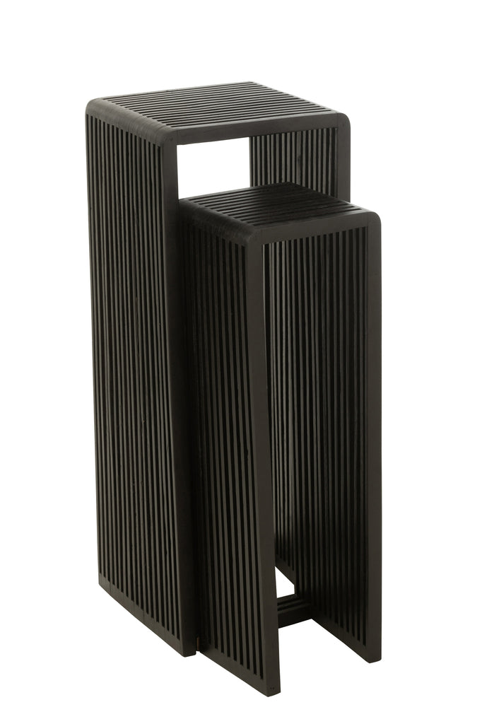 Plantenstand S/2 gerecycleerde teak zwart - J-LINE