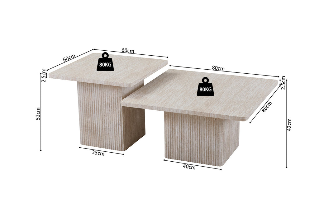 salontafels 'Bobby' travertijn beige S/2- RS