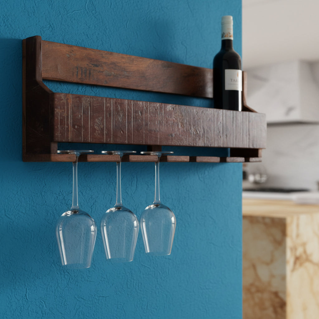 Factory hangend wijnrek - FSC-gerecycled hout - RAW