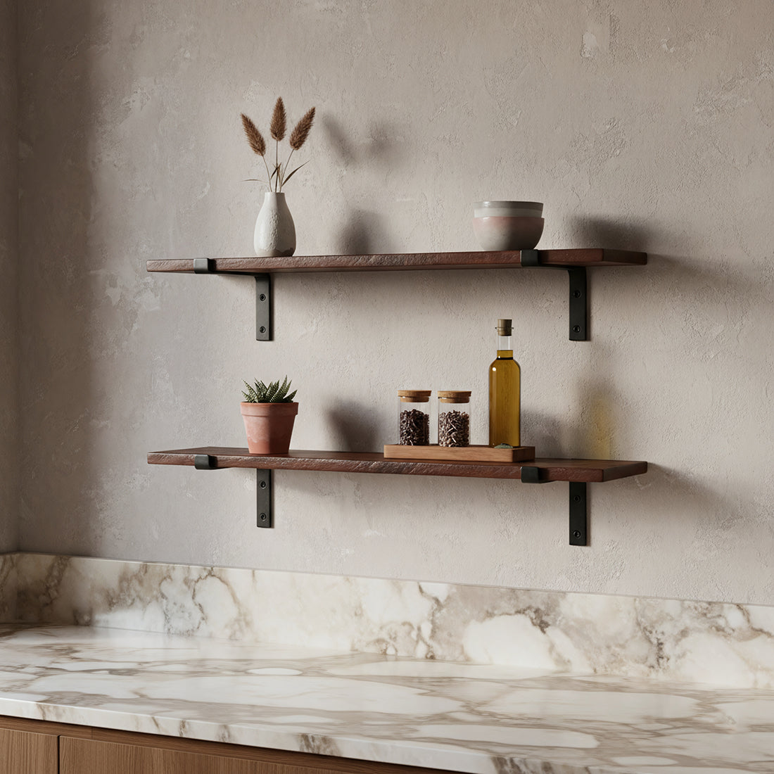 Factory wandplank bruin - FSC-gerecycled hout - 80 cm - RAW