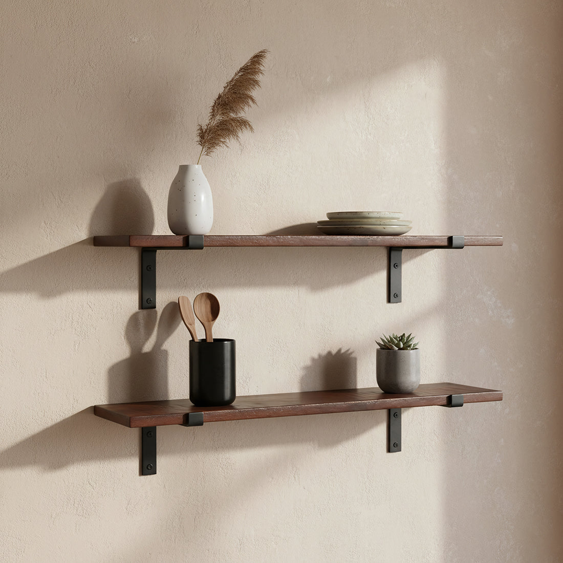 Factory wandplank bruin - FSC-gerecycled hout - 80 cm - RAW