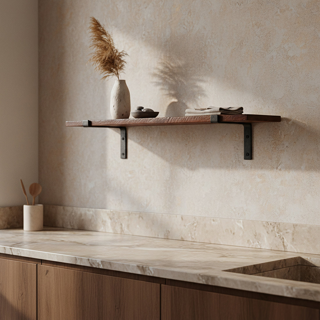 Factory wandplank bruin - FSC-gerecycled hout - 80 cm - RAW