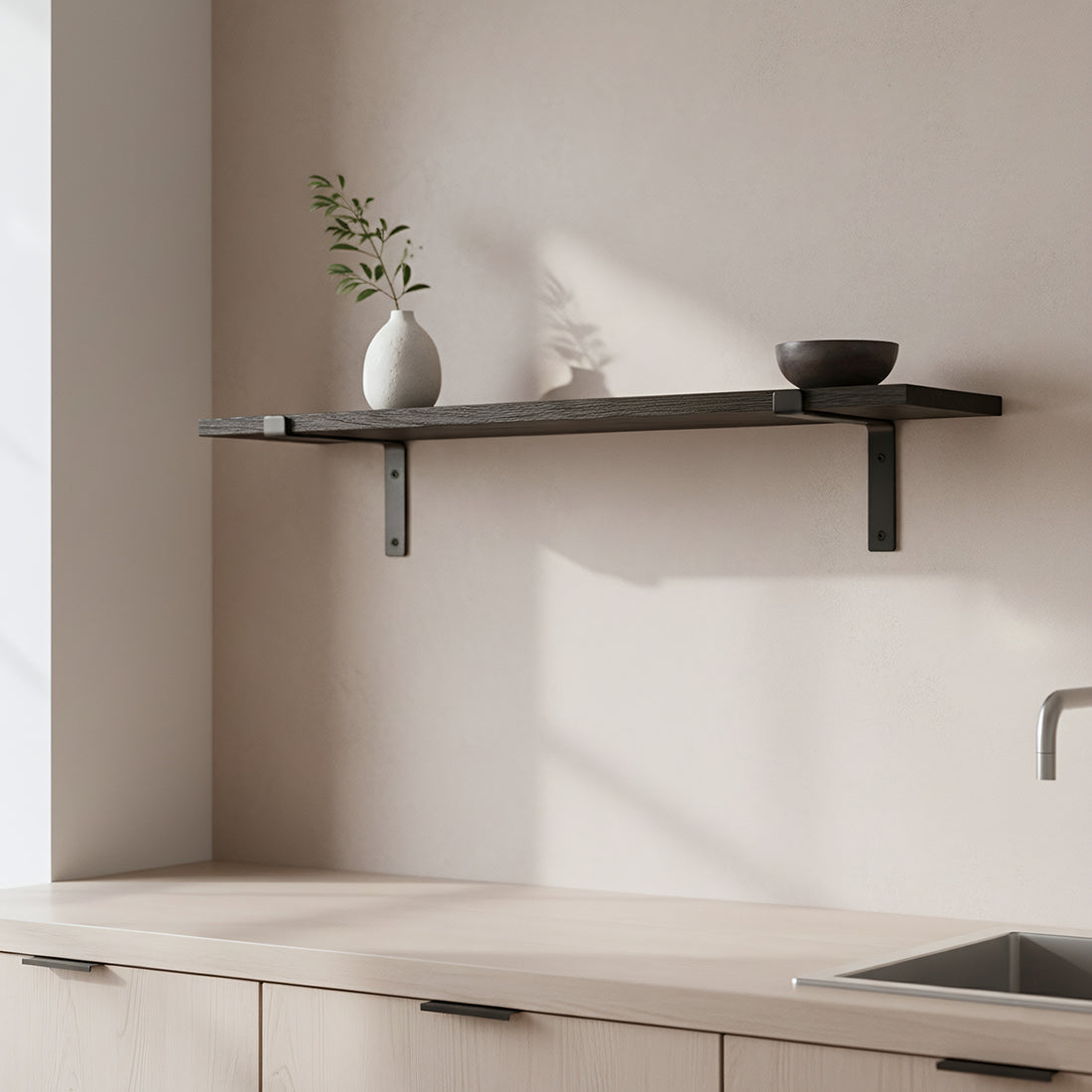 Wandplank Factory zwart 80 cm - RAW