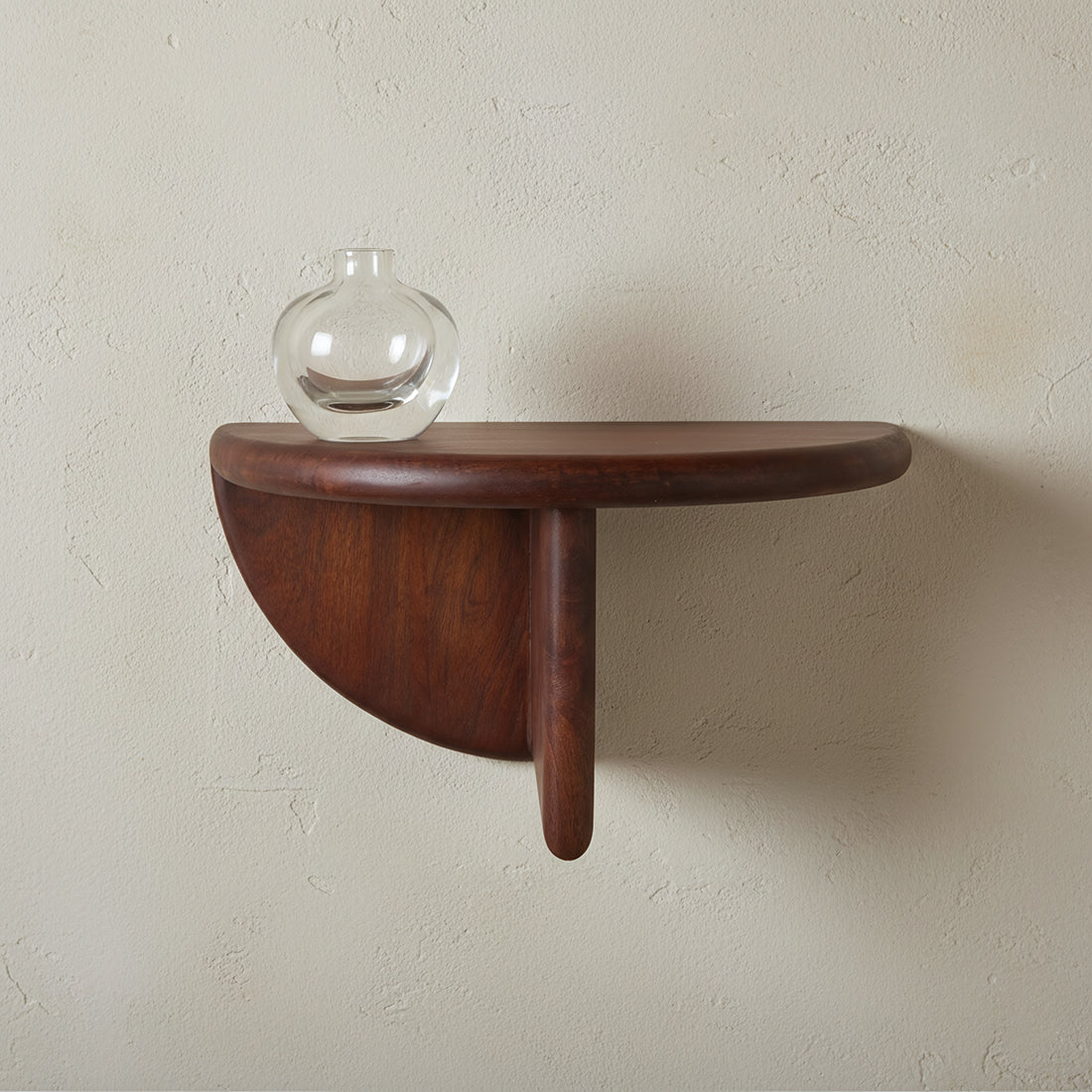 Ronde mangohouten wandplank met afgeronde rand - RAW
