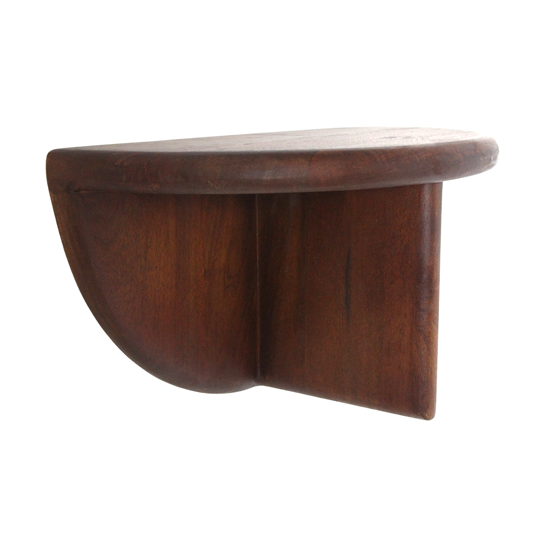 Ronde mangohouten wandplank met afgeronde rand - RAW