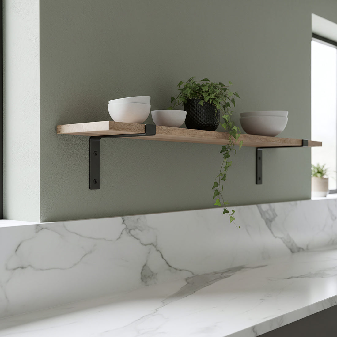 Mangohouten wandplank - 80 cm - RAW