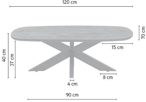 Salontafel ovaal 120, Mango  - NW