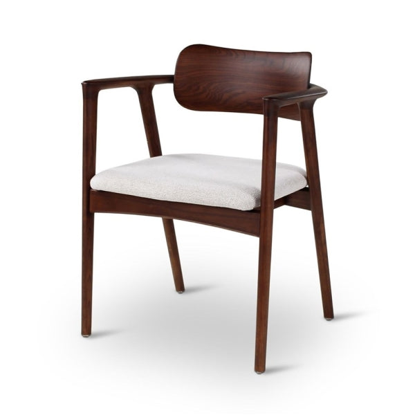 Armstoel James beige, houten poten es walnoot - VDC