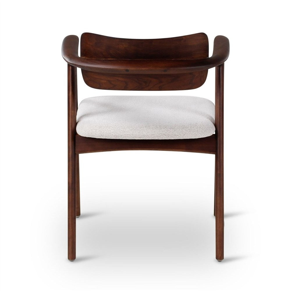 Armstoel James beige, houten poten es walnoot - VDC