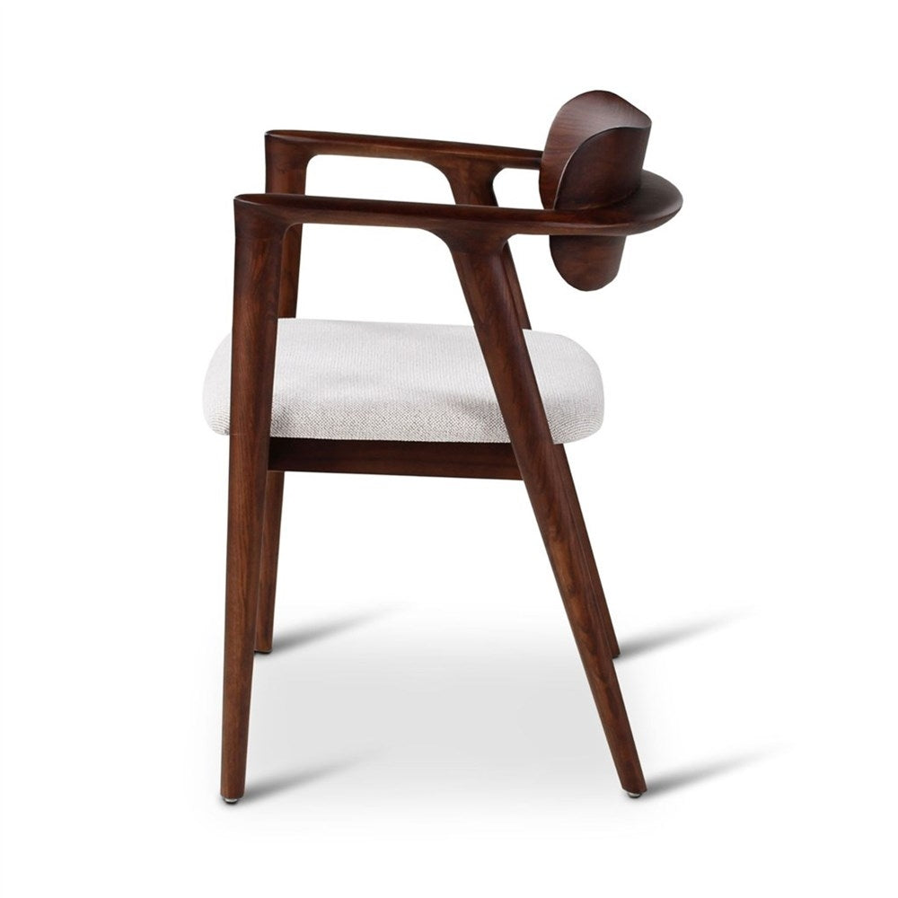 Armstoel James beige, houten poten es walnoot - VDC