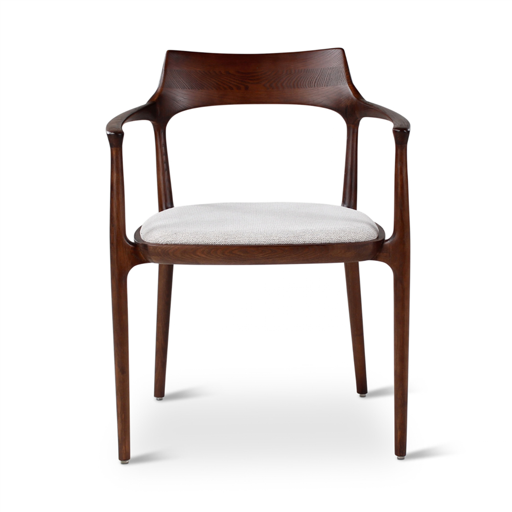 Fauteuil de table Moris, pieds en bois de frêne noir - VDC