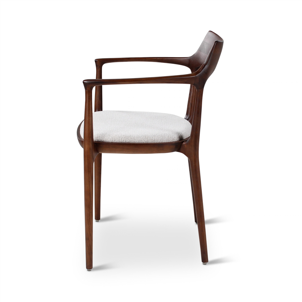 Fauteuil de table Moris, pieds en bois de frêne noir - VDC