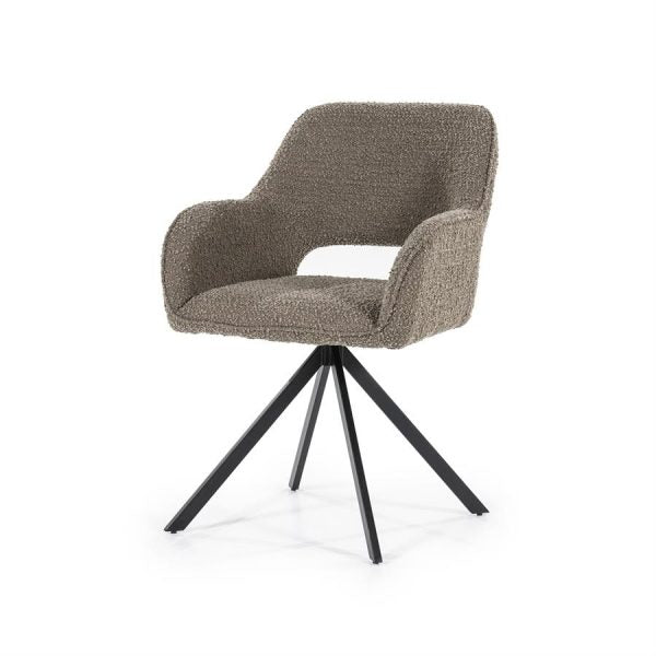 Chaise à accoudoirs Fabio pivotante - crème, sable, brun ou gris - ELEO