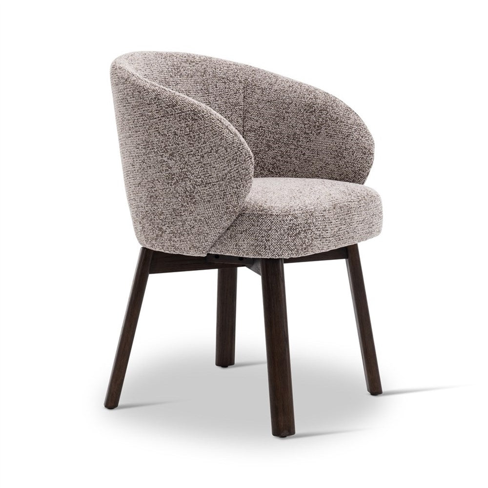 Armstoel Bolly coconut, houten poten eik donkerbruin - VDC