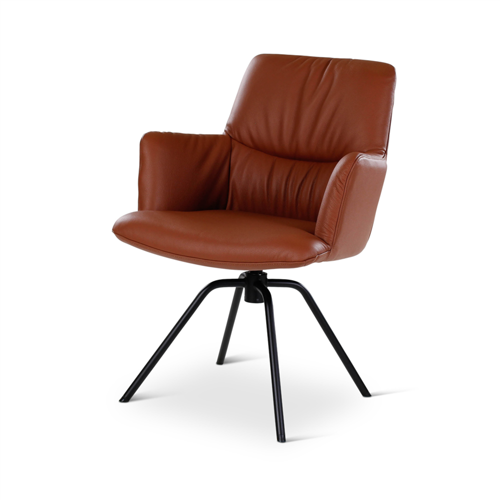 Armstoel Boston roterend leder cognac of zwart - VDC