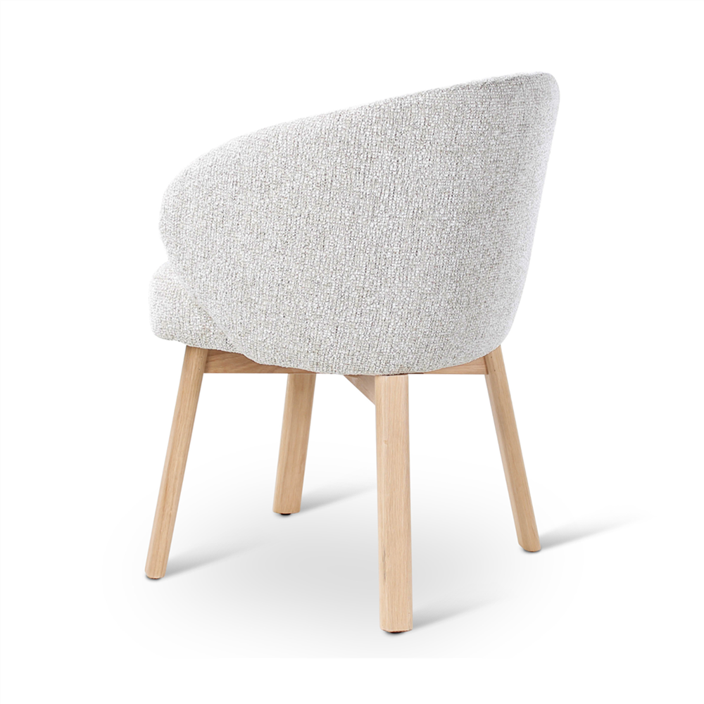 Armstoel Bolly beige, houten poten eik naturel - VDC