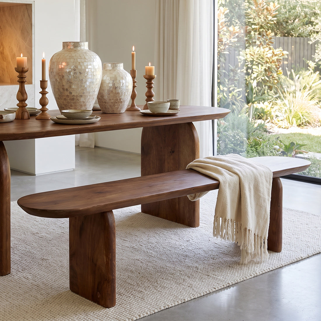 Bullnose eetkamerbank - 180 cm
