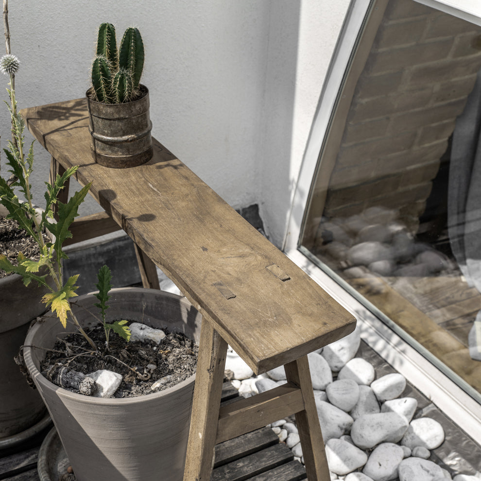 Java timmerman bijzettafel/bankje - gerecycled hout - 80x17x50 cm - RAW