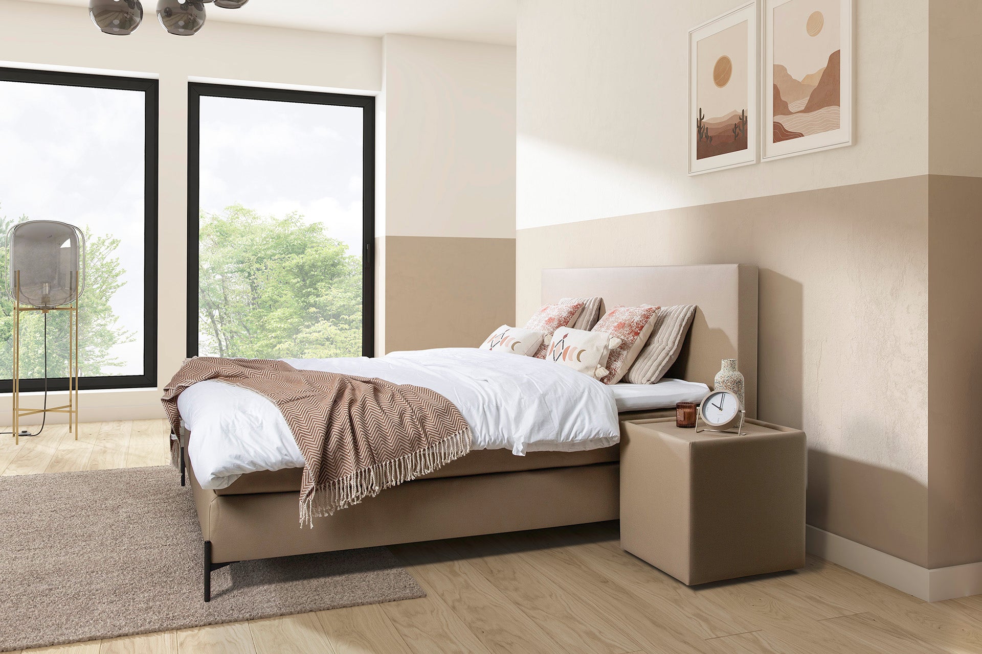 Bed Odin met gestoffeerde matras en topper VLS