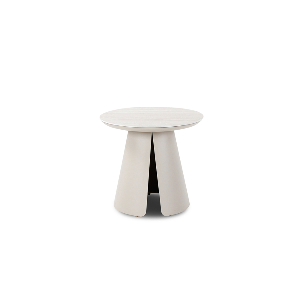 Outdoor bijzettafel Mikos 55 sintered stone travertin, alu topo - VDC