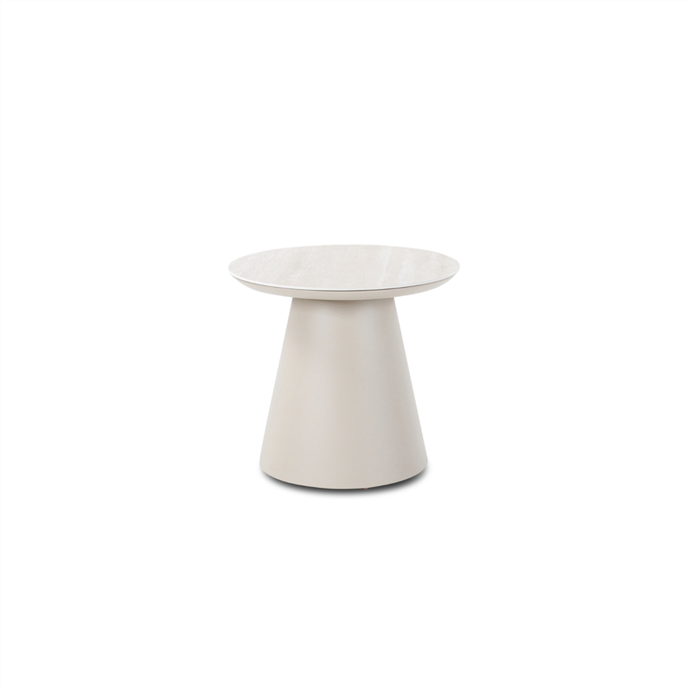 Outdoor bijzettafel Mikos 55 sintered stone travertin, alu topo - VDC