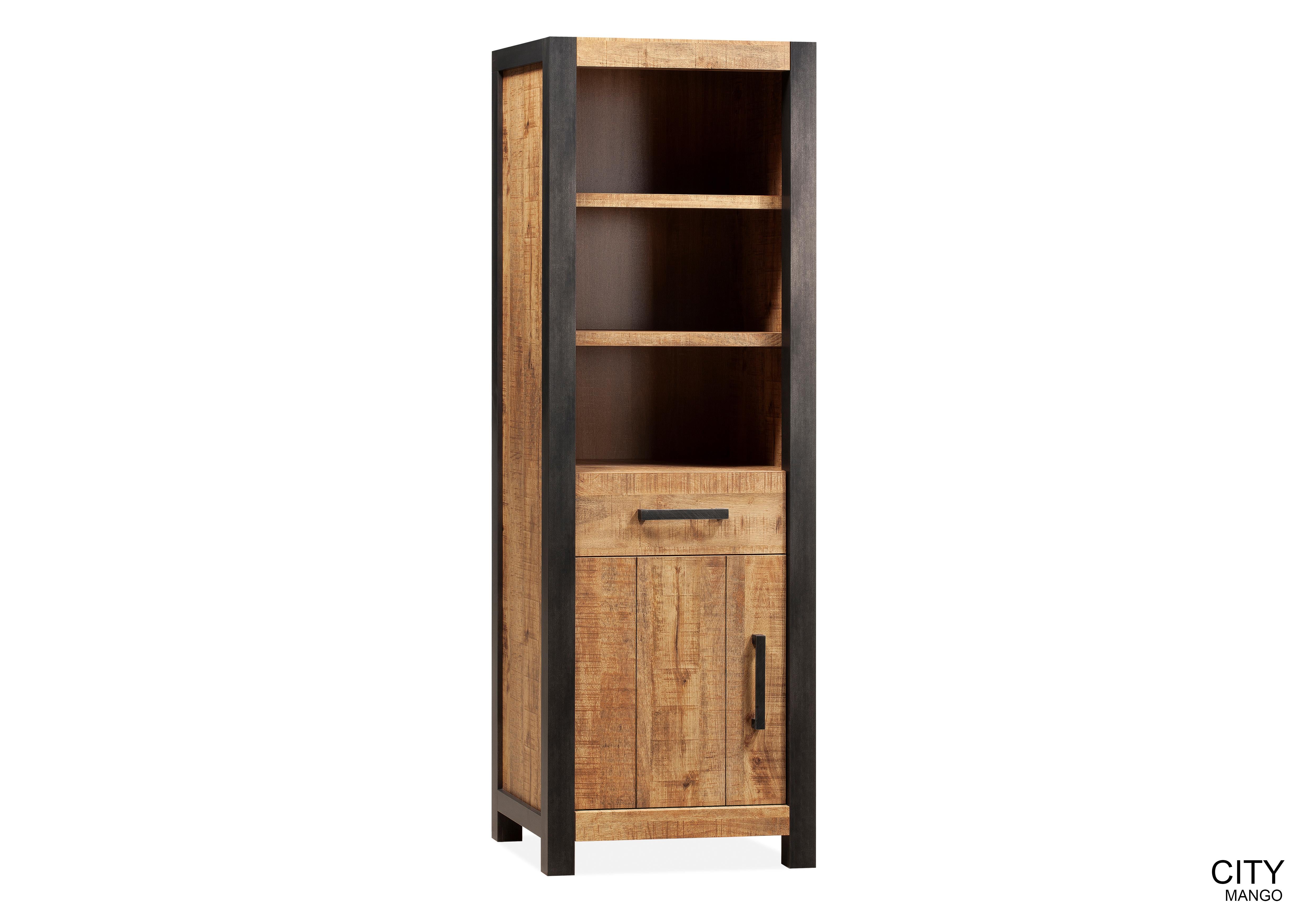 Boekenkast City MX - 1deur/1lade/3open vakken