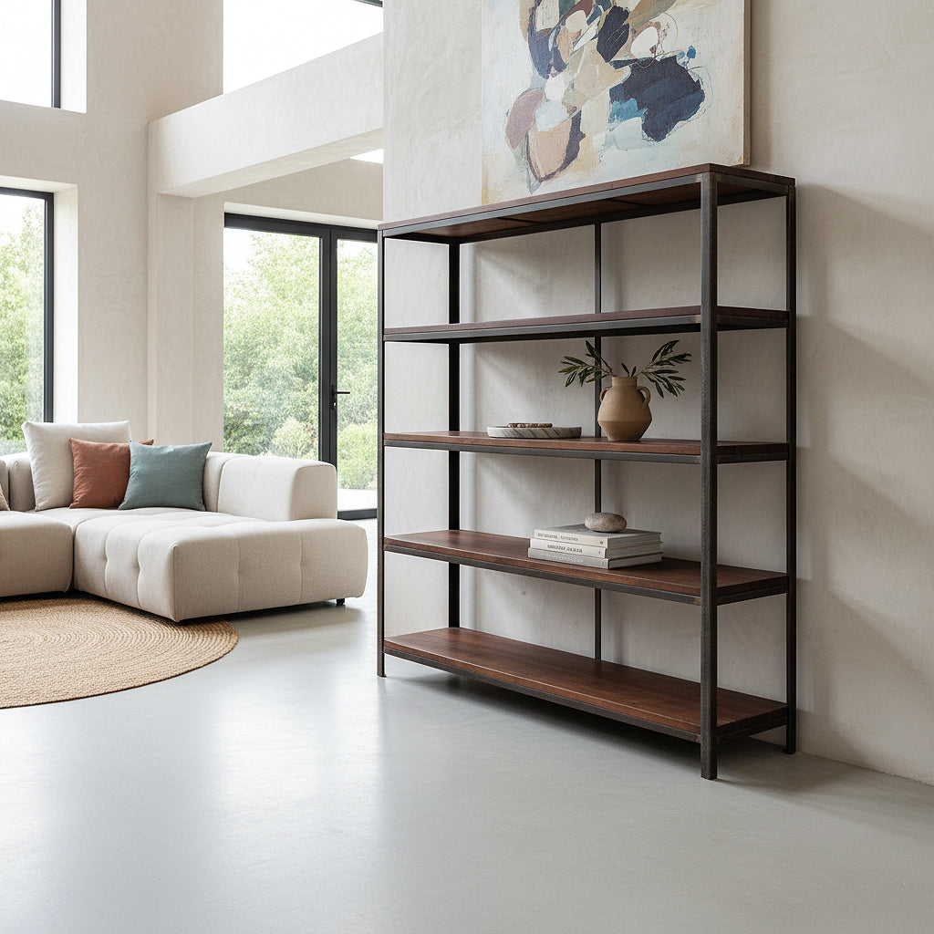 Boekenrek Factory houten planken - RAW