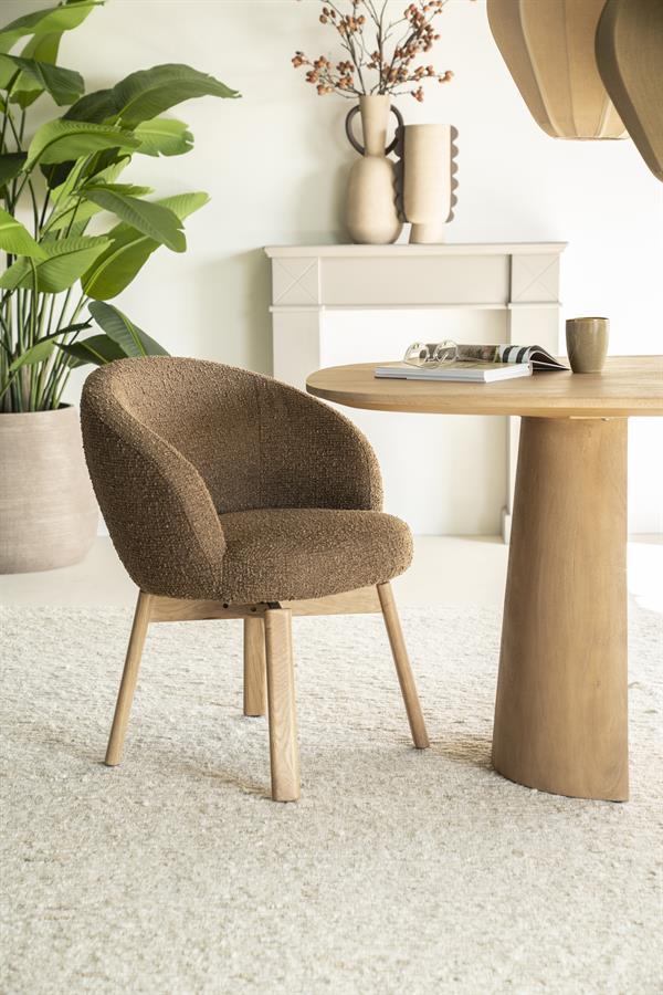 Armstoel Livia roterend - bruin/taupe/beige Hush - Eleo