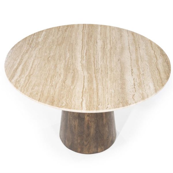 Eettafel Aikin rond 130 travertin - Eleo