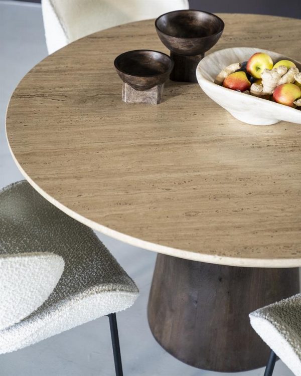 Eettafel Aikin rond 130 travertin - Eleo