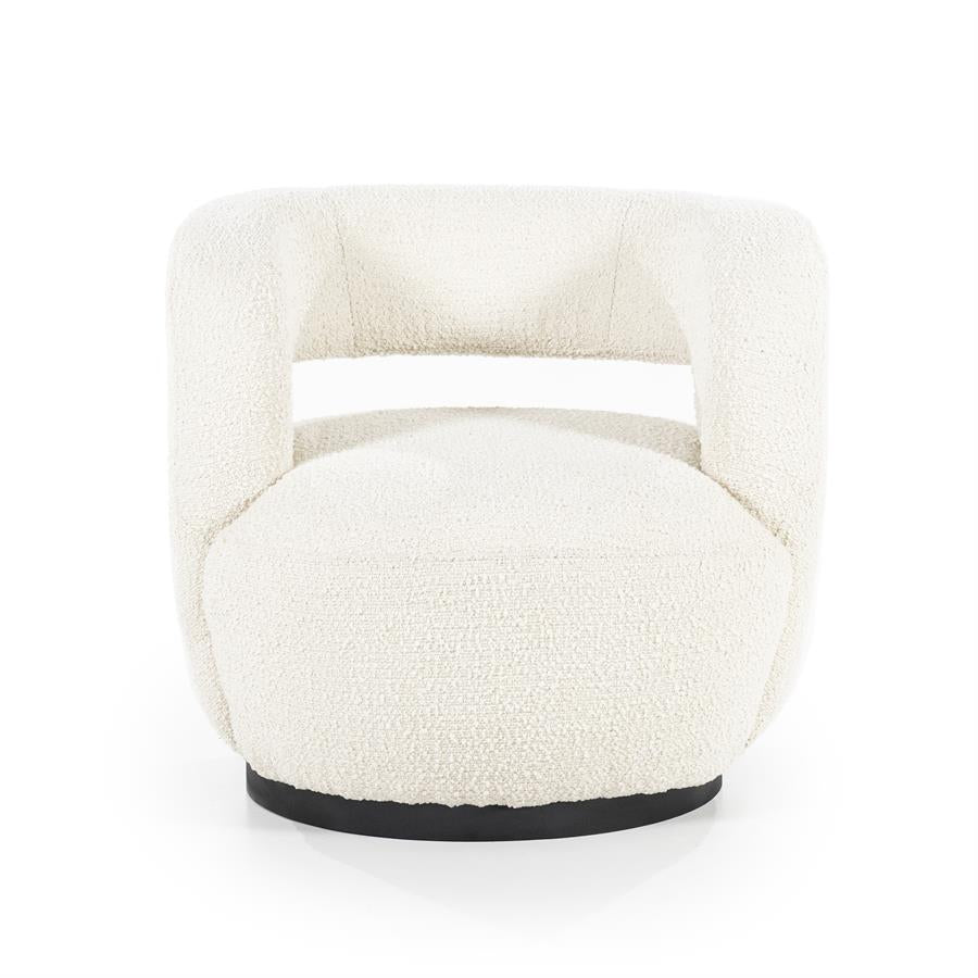 Fauteuil Sharon roterend - bouclé: beige, grijs, bruin of zandkleurig - ELEO